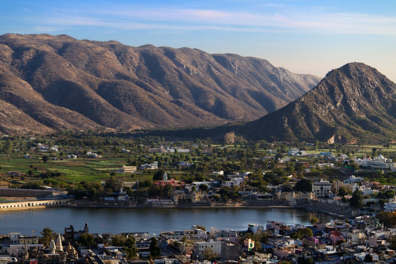 Lake and Aravalli mountains near Ajmer