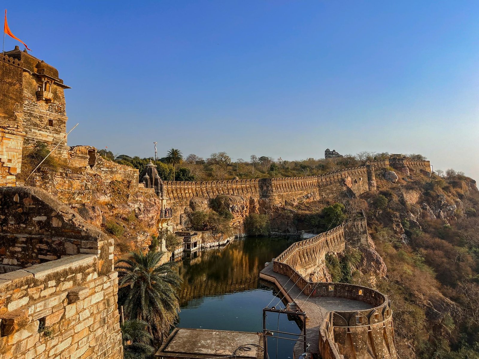 Chittorgarh Fort walls and reservoir